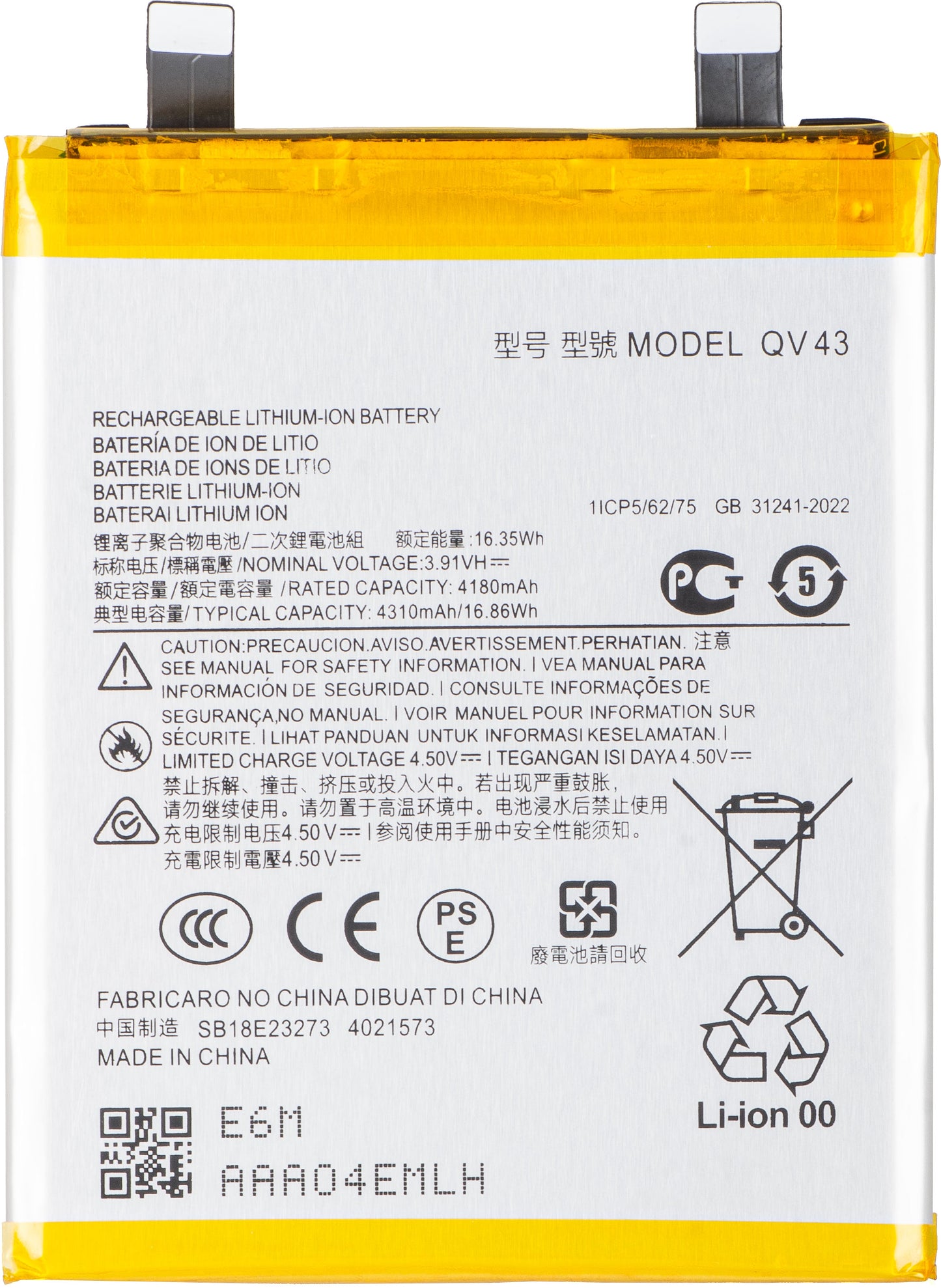 Akku Motorola ThinkPhone 25 / Edge 50 Neo, QV43 varten