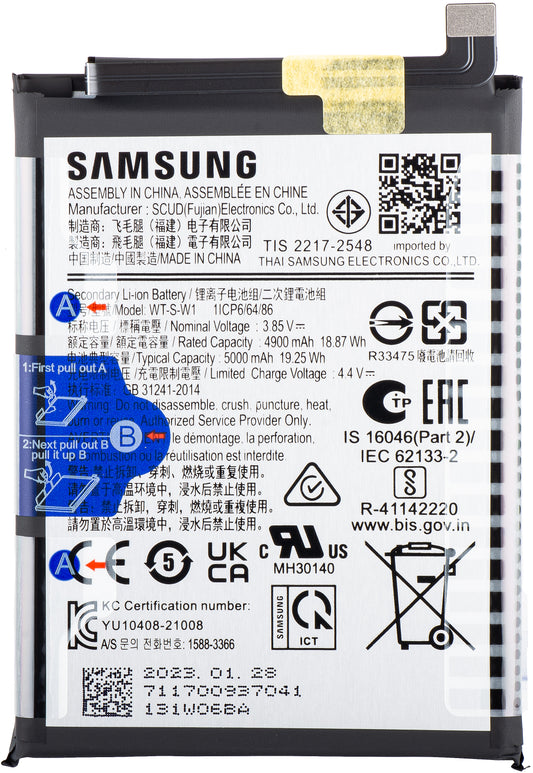 Akku Samsung Galaxy A14 5G A146, WT-S-W1, huoltopaketti GH81-23314A
