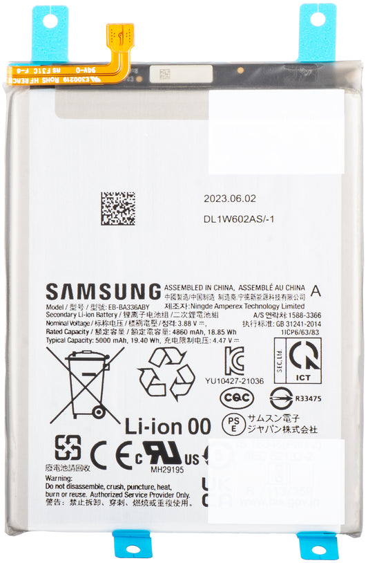 Akku Samsung Galaxy A53 5G A536 / A33 5G A336, EB-BA336ABY, huoltopaketti GH82-28027A