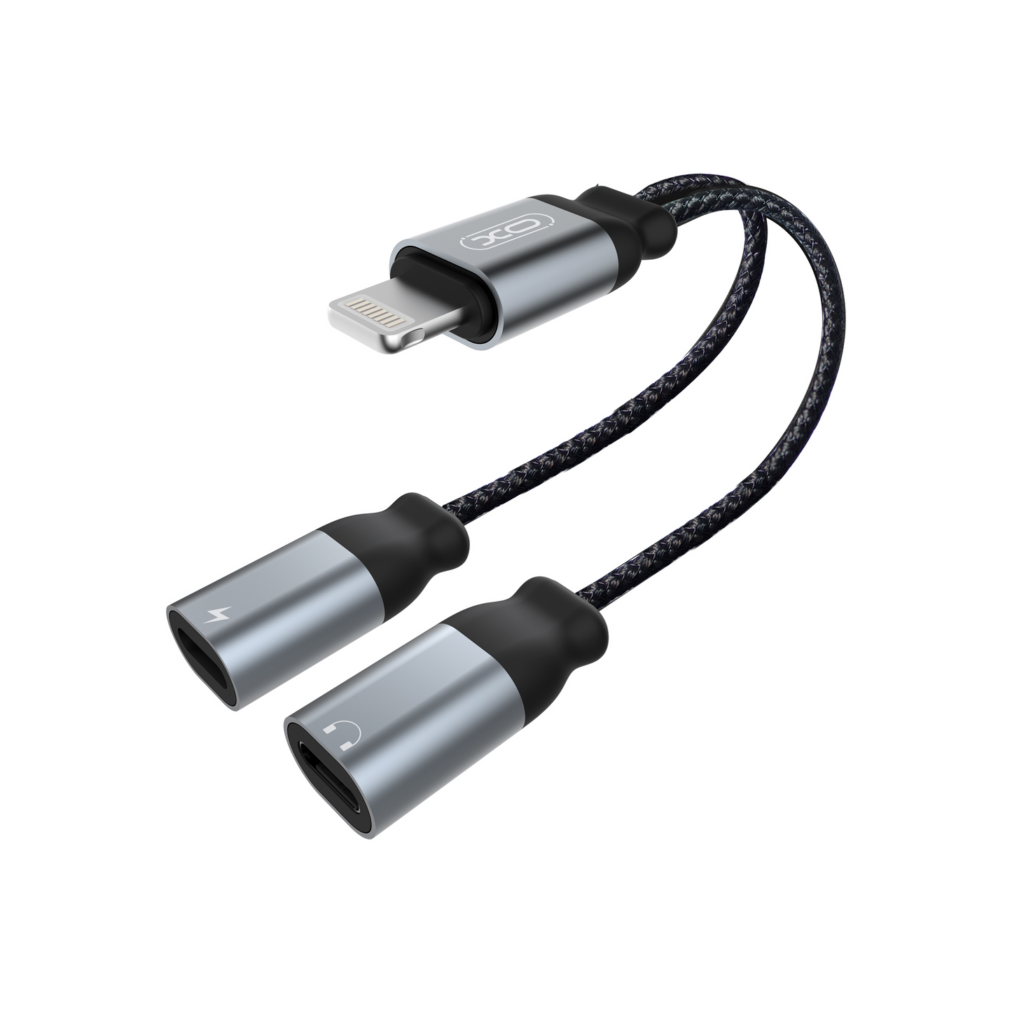 Audioadapteri Lightning - 2 x Lightning XO Design NB-R160A, Harmaa