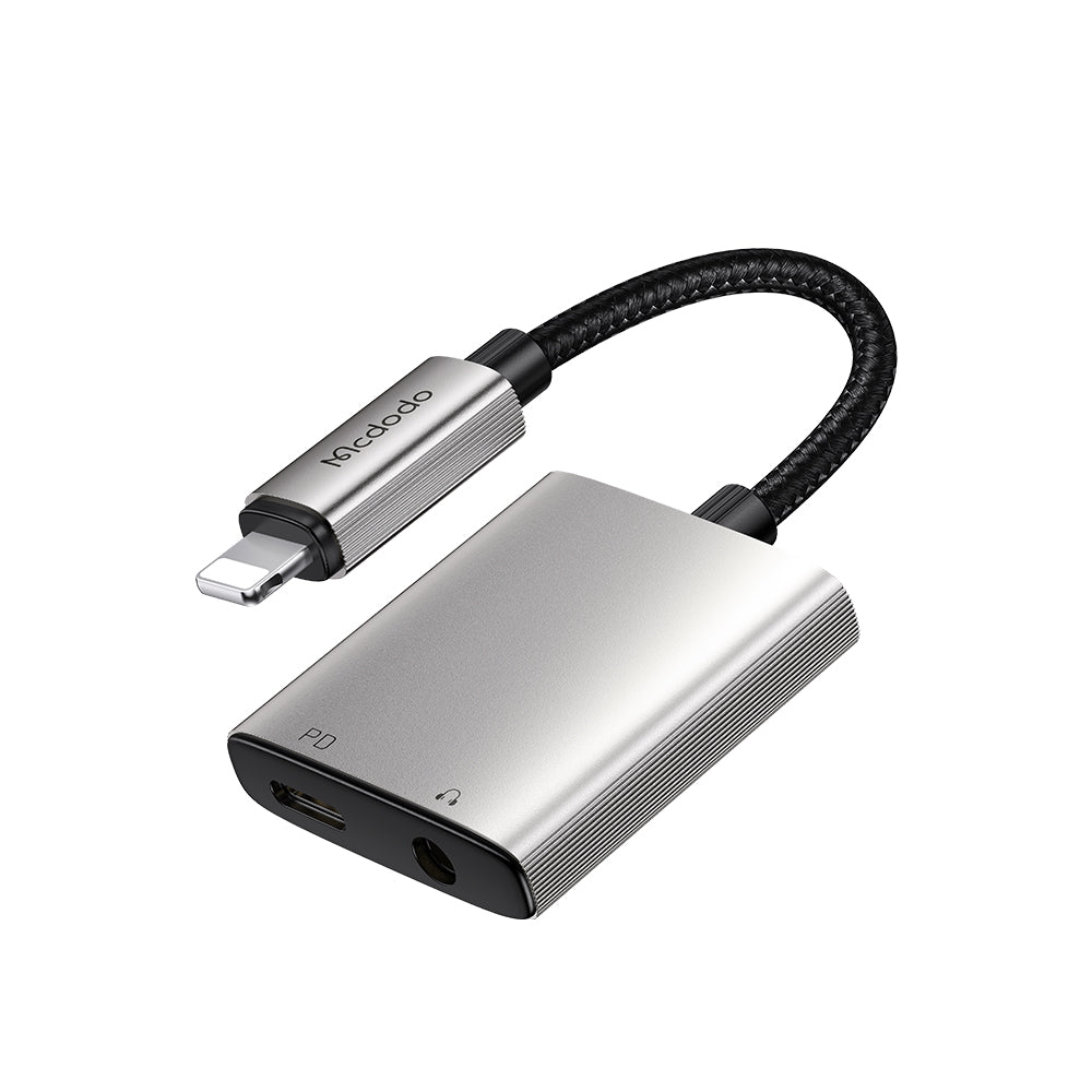 Audioadapteri Lightning - Lightning / 3.5mm McDodo CA-5540 Wales, Harmaa