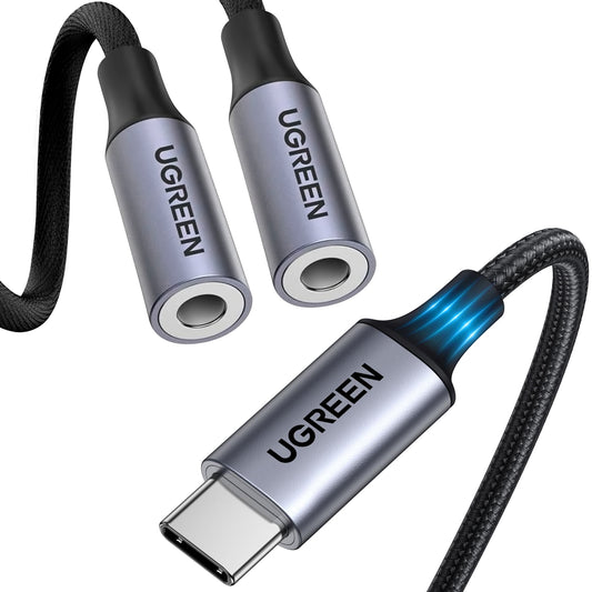 USB-C Audio Splitter Adapter USB-C - 2 x 3,5 mm UGREEN AV144 2in1, 0,20 m, harmaa