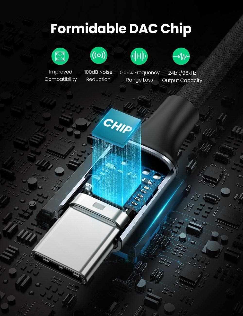 Audioadapteri USB-C - 3,5 mm UGREEN AV161, Harmaa
