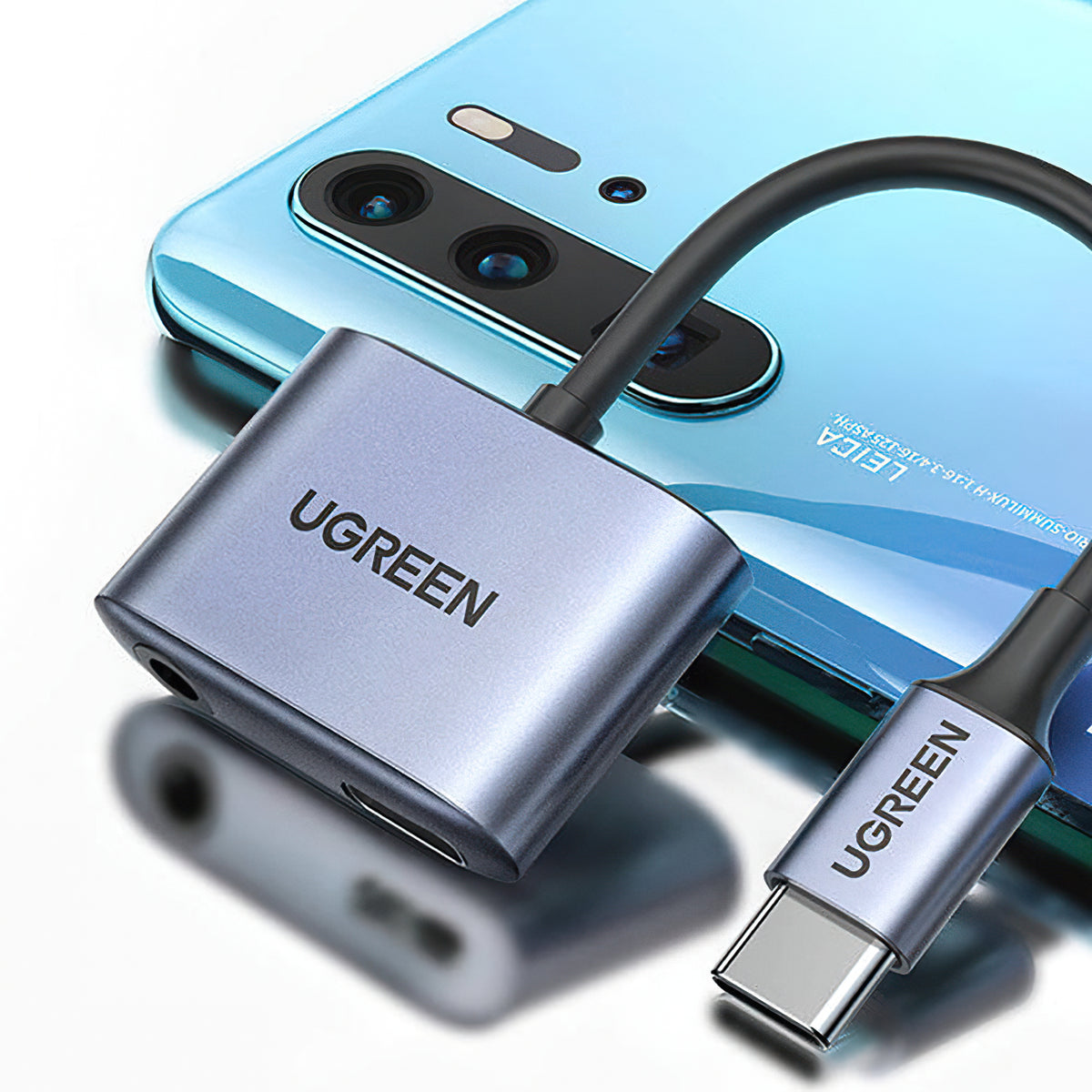 USB-C - 3,5 mm / USB-C UGREEN CM231 -audioadapteri, Harmaa