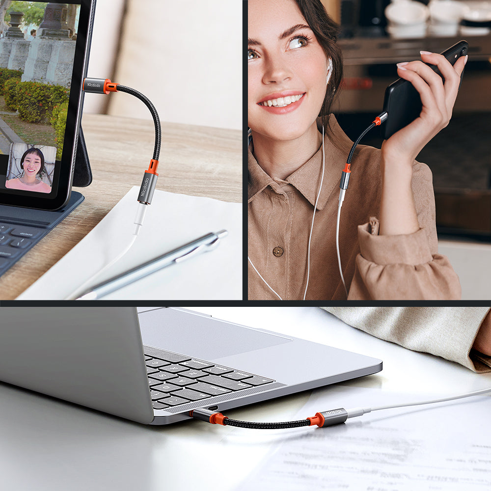 USB-C - 3,5 mm McDodo CA-7561 -äänisovitin, Musta