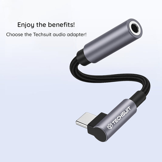 USB-C - 3.5mm Techsuit AC7 MusicDox -äänisovitin, harmaa