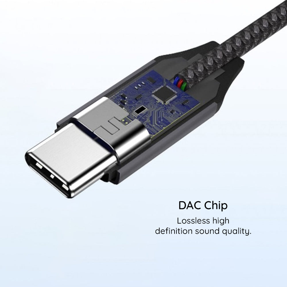 USB-C - 3.5mm Techsuit AC8 MusicDox -äänisovitin, harmaa