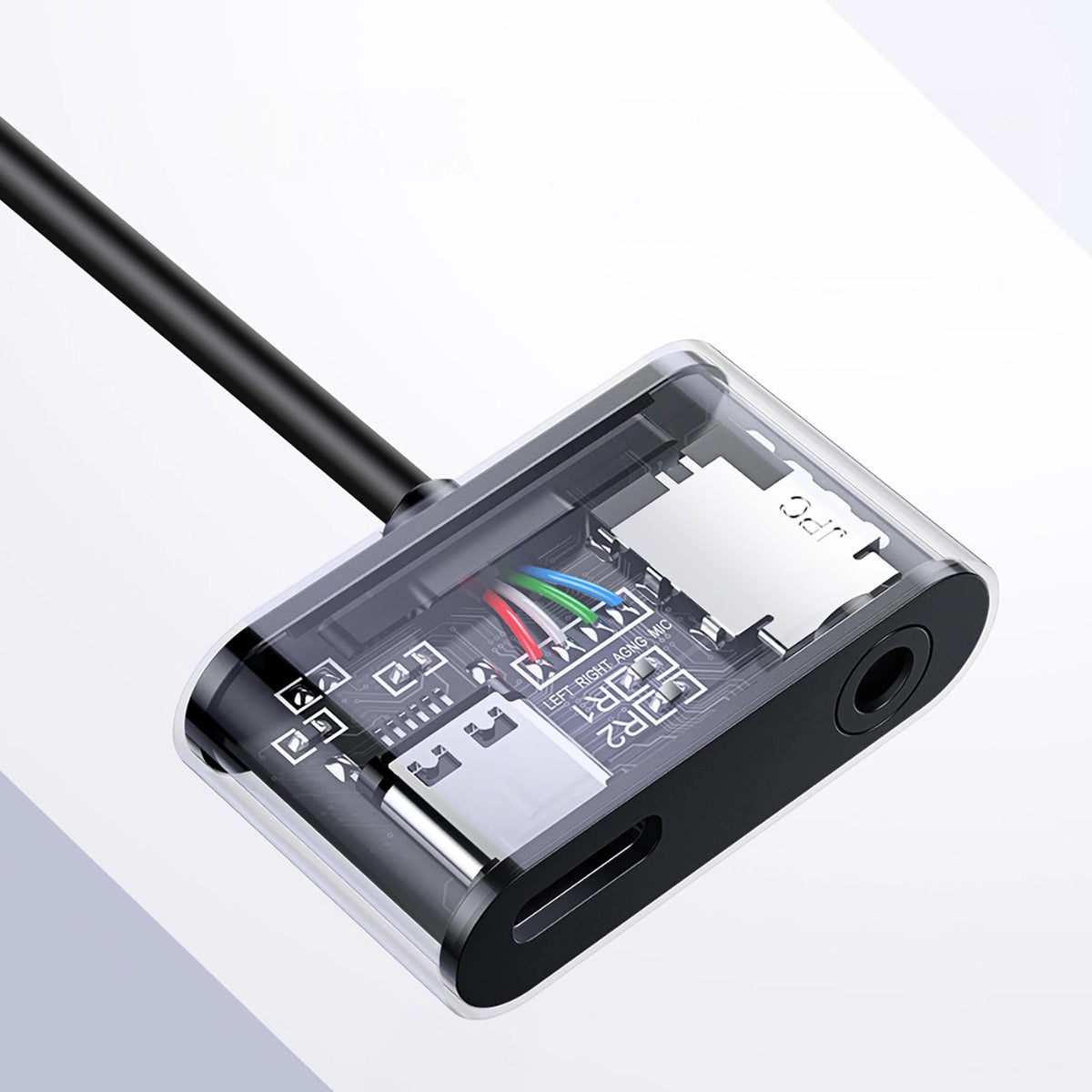 Audioadapteri USB-C - 3,5 mm / USB-C UGREEN CM193, Harmaa