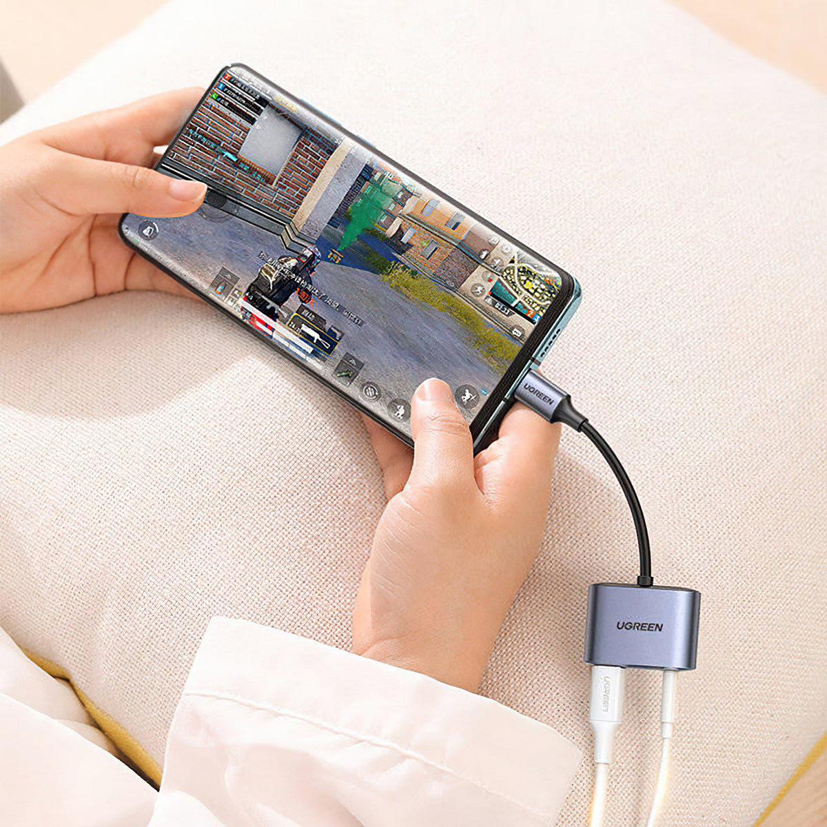 USB-C - 3,5 mm / USB-C UGREEN CM231 -audioadapteri, Harmaa