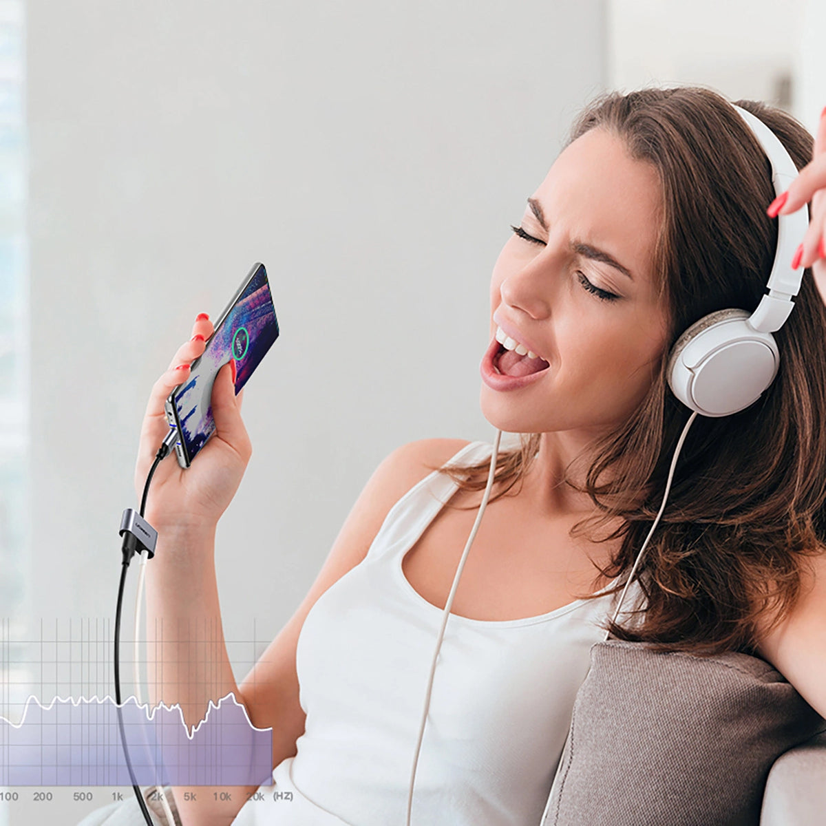 Audioadapteri USB-C - 3,5 mm / USB-C UGREEN CM193, Harmaa