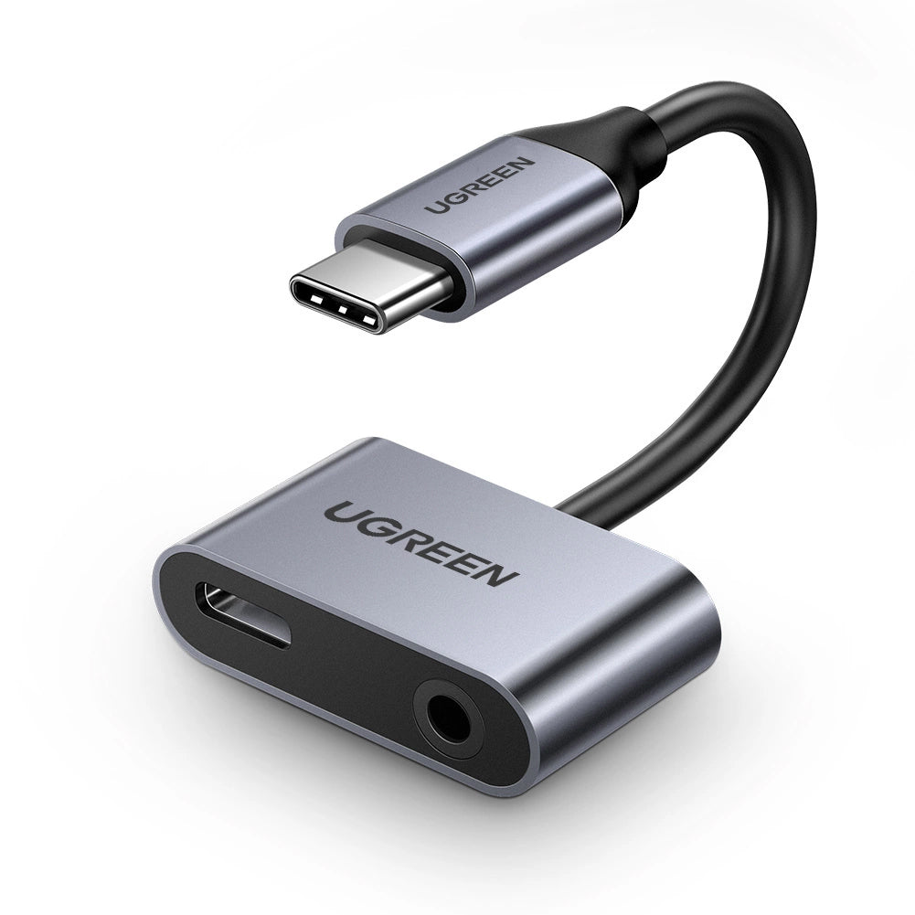 Audioadapteri USB-C - 3,5 mm / USB-C UGREEN CM193, Harmaa