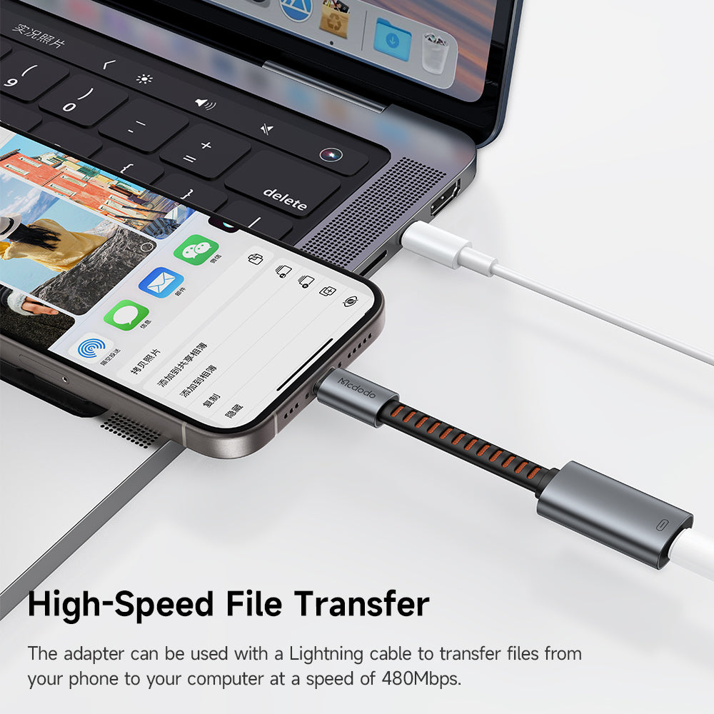 USB-C - Lightning McDodo CA-4870 -äänisovitin, Harmaa