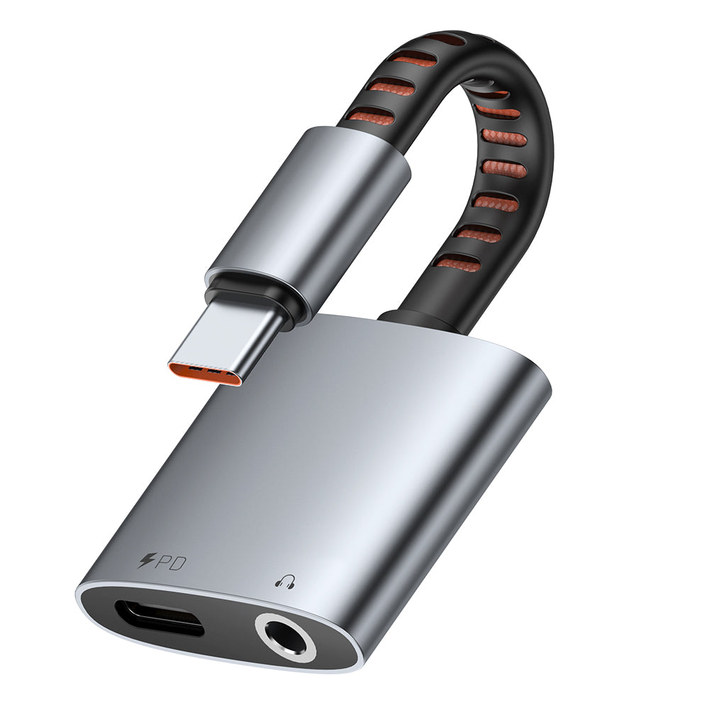 USB-C - USB-C / 3.5mm McDodo CA-3120 -audioadapteri, Harmaa
