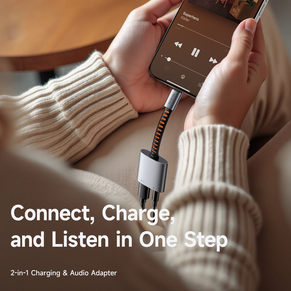 USB-C - USB-C / 3.5mm McDodo CA-3120 -audioadapteri, Harmaa