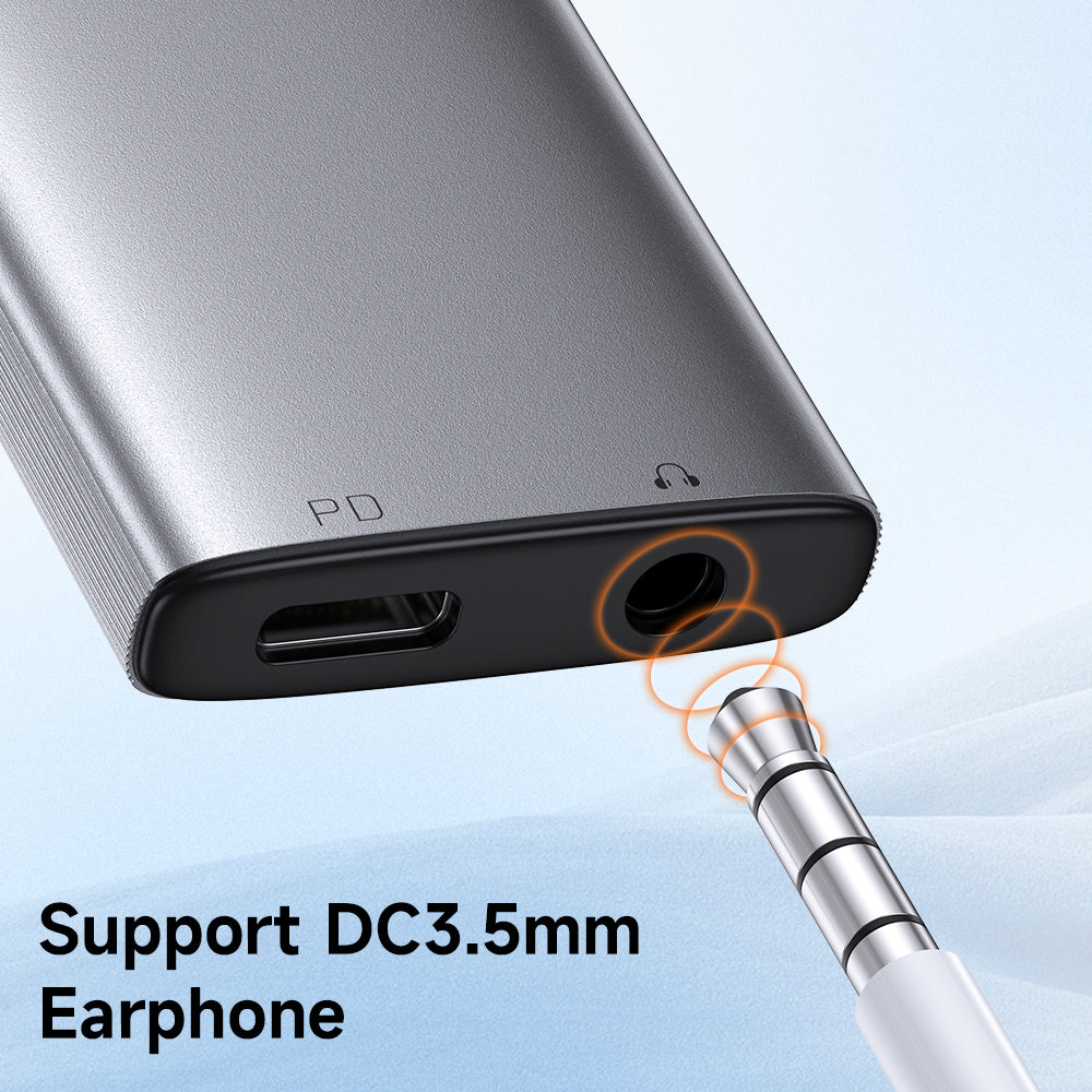 USB-C - USB-C / 3.5mm McDodo CA-5050 Wales -audioadapteri, Harmaa