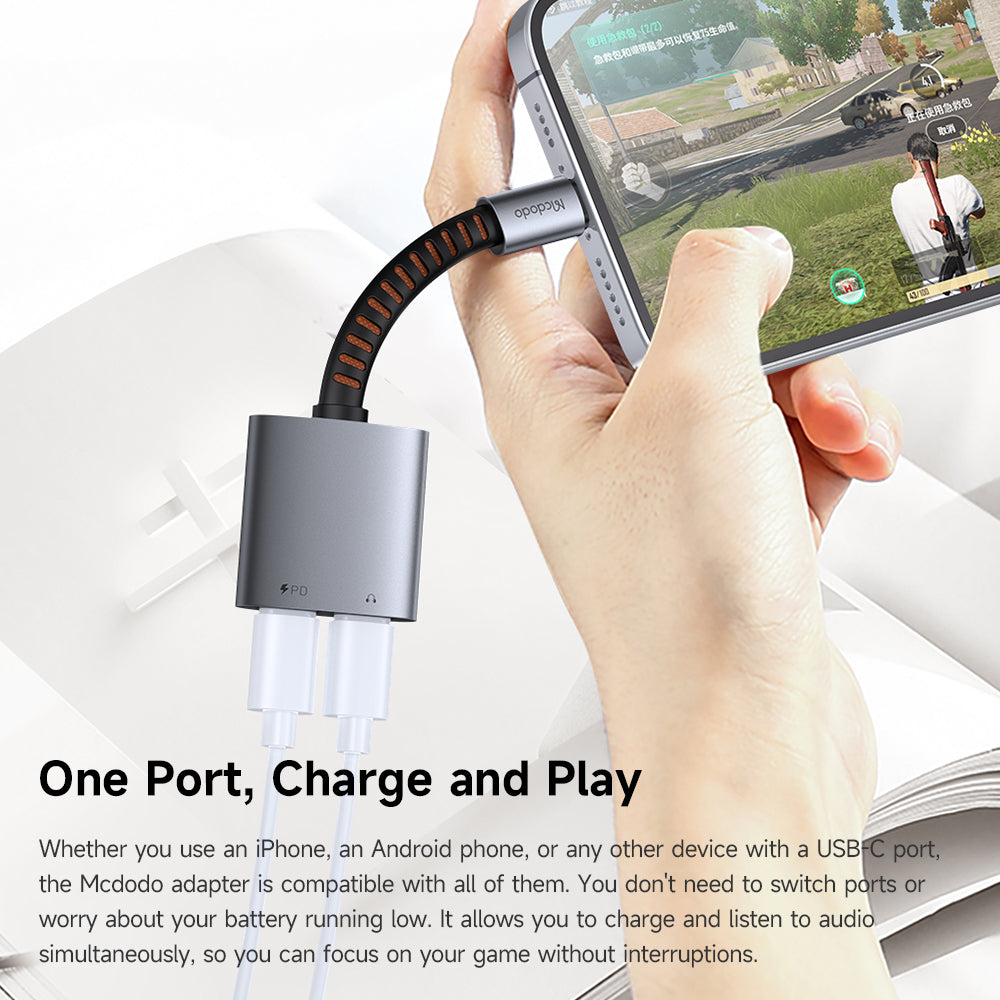 USB-C - USB-C / USB-C McDodo CA-3370, Harmaa Audioadapteri