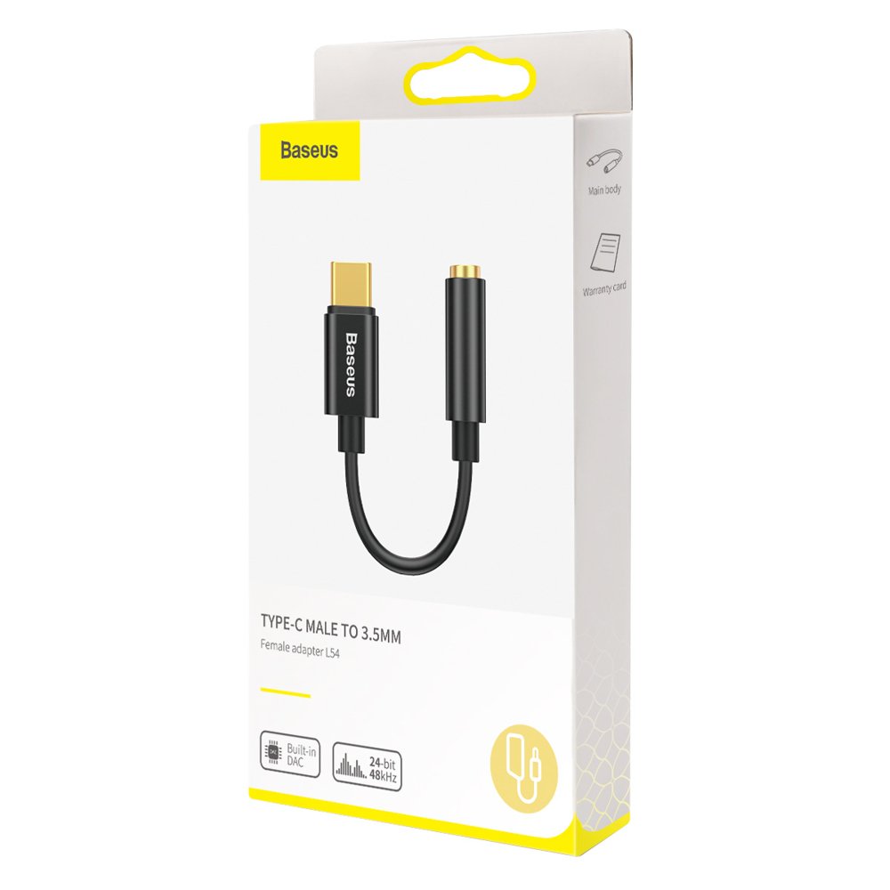 Audioadapteri USB-C - 3.5mm Baseus L54, Musta CATL54-01