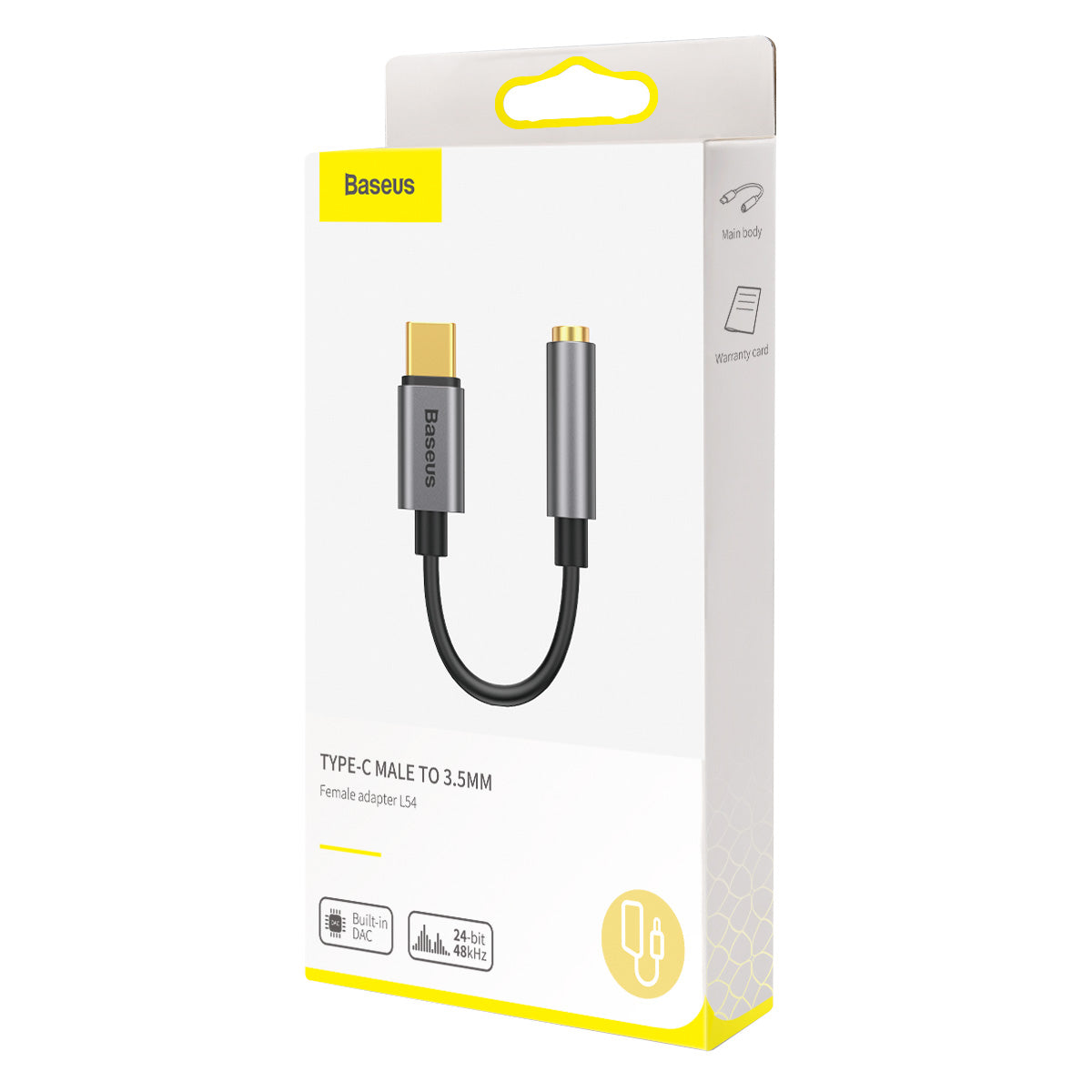 Audioadapteri USB-C - 3.5mm Baseus L54, Harmaa CATL54-0G