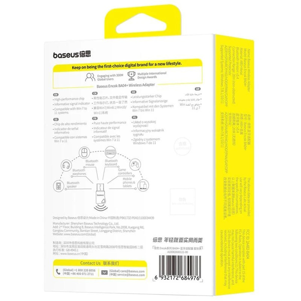 Bluetooth USB -adapteri Baseus Encok BA04+, Musta A10082600121-00