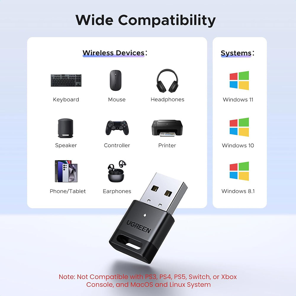 UGREEN CM748 (45134) USB Bluetooth -sovitin, Musta