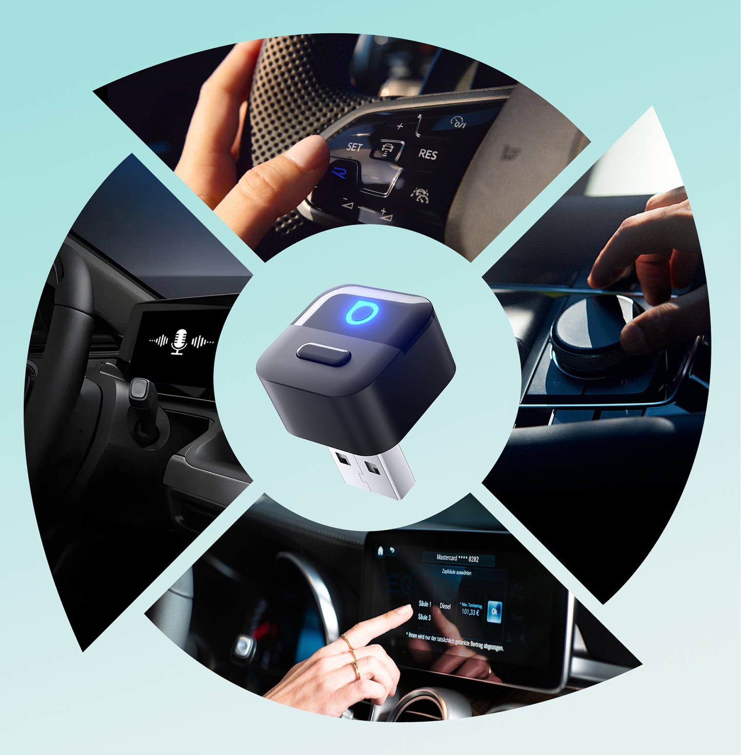 Langaton Carplay / Android Auto -sovitin Ottocast Mini Pico Style A Apple iPhone / Android -sarjalle CA525-T