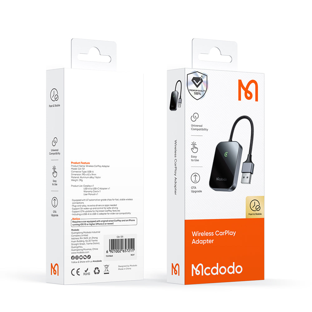 McDodo CA-7210 langaton Carplay-sovitin Apple iPhone -sarjalle