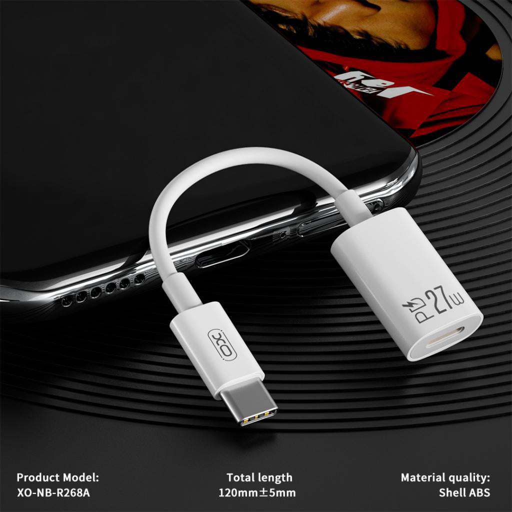 USB-C - Lightning -tiedonsiirto- ja latausadapteri XO Design NB-R268A, Valkoinen