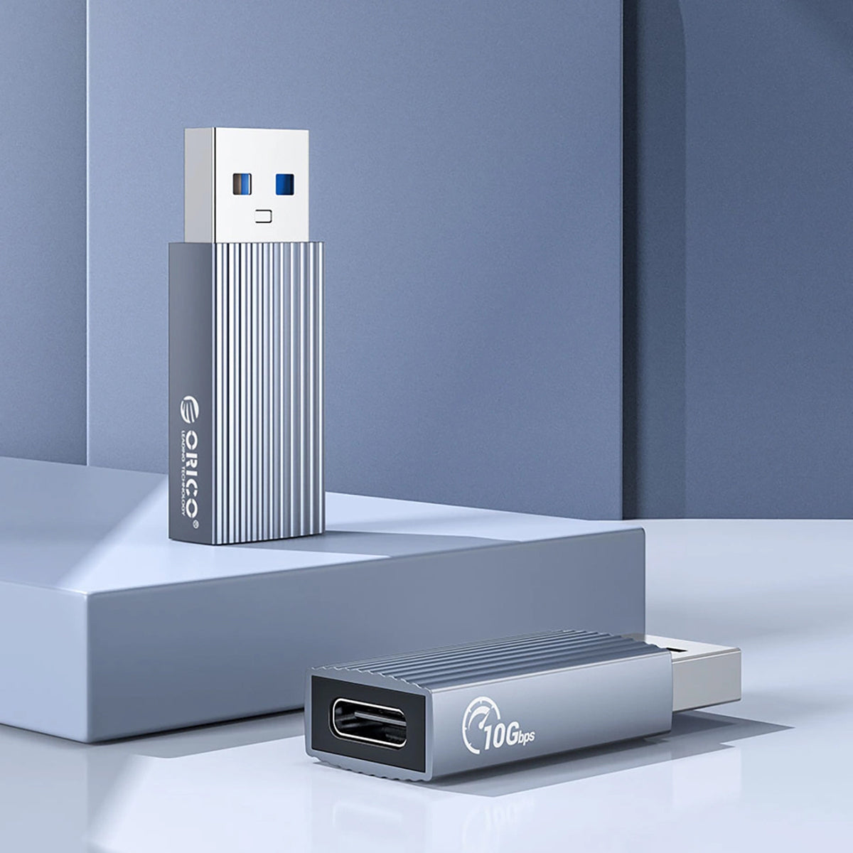 USB-C - USB-A -tiedonsiirto- ja latausadapteri Orico AH-AC10, Harmaa