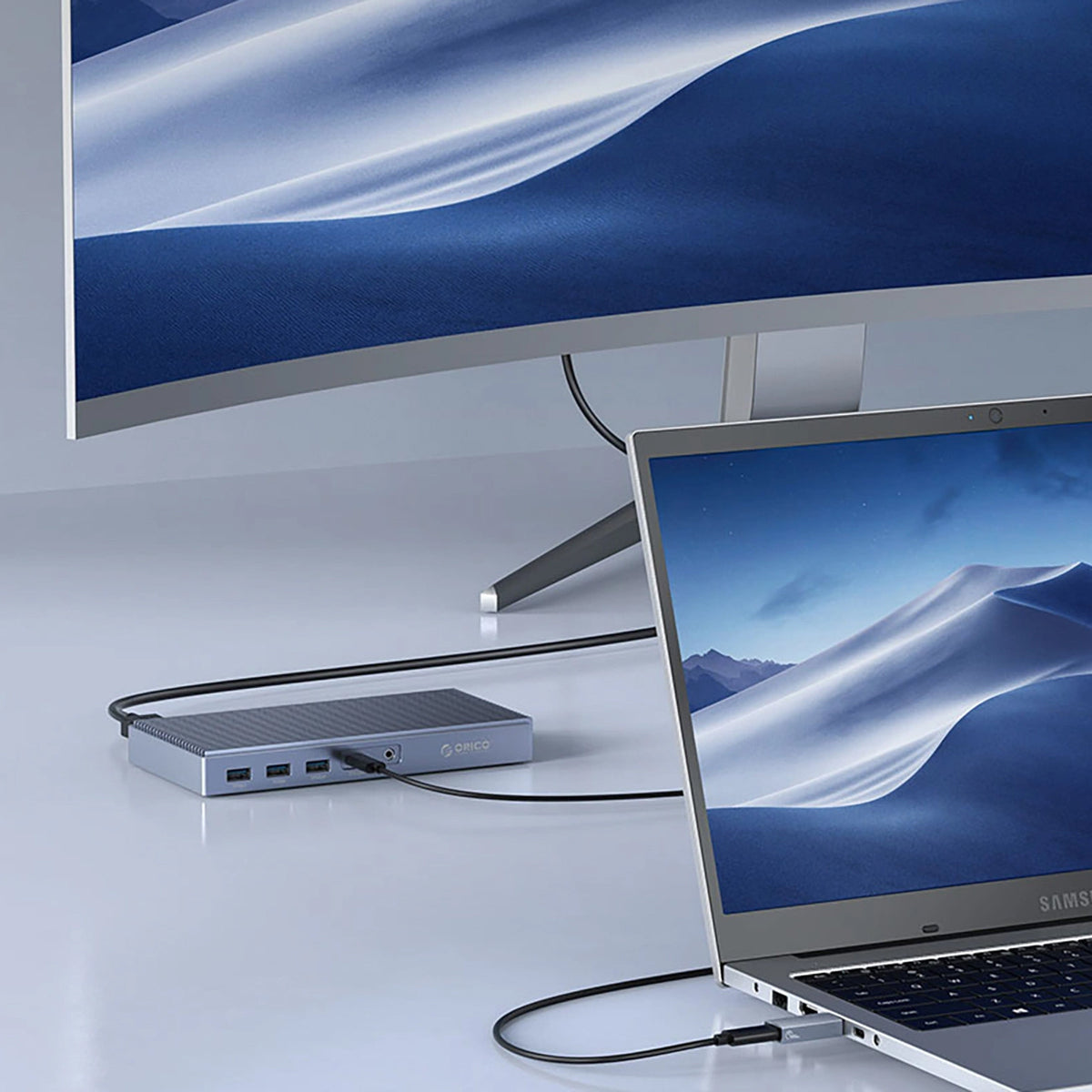 USB-C - USB-A -tiedonsiirto- ja latausadapteri Orico AH-AC10, Harmaa