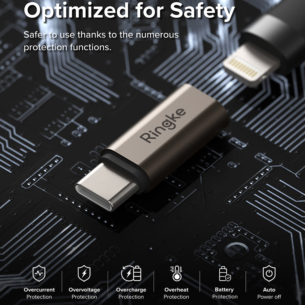 Lightning - USB-C Ringke -data- ja latausadapteri, ruskea, 2 kappaleen setti