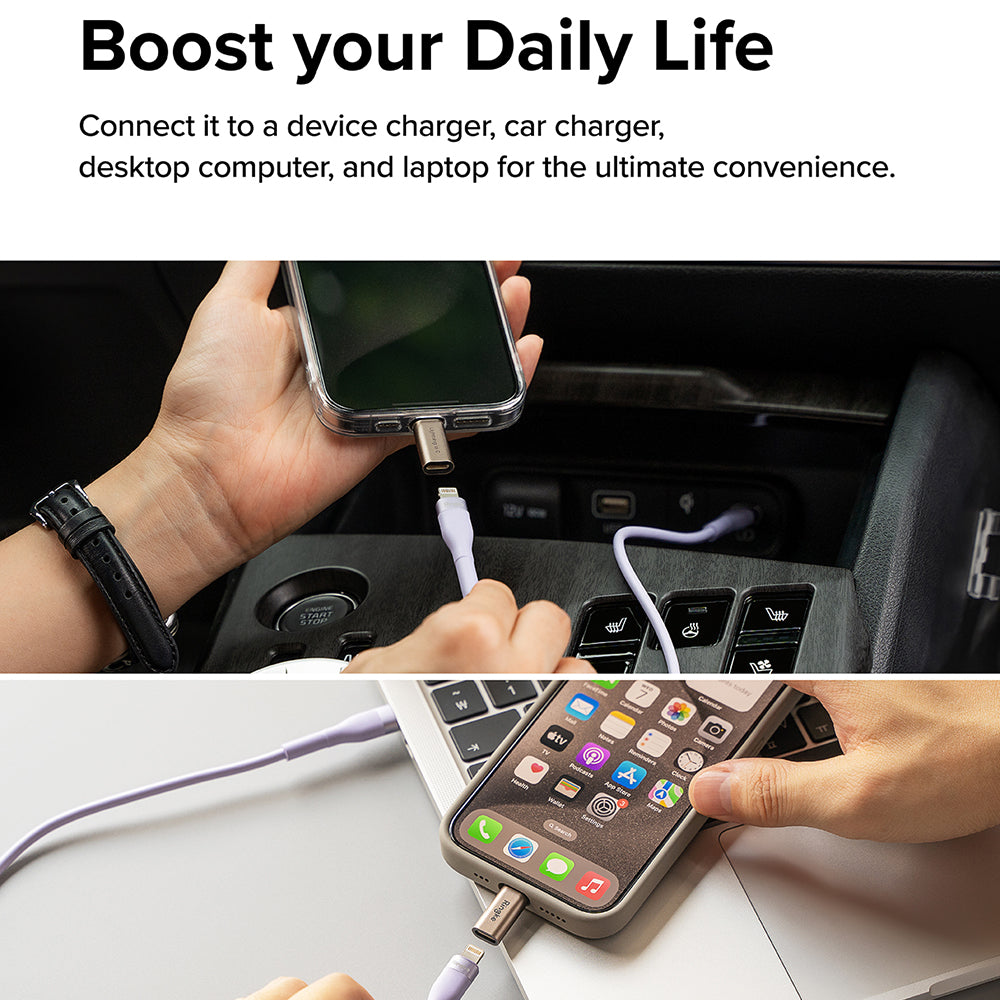 Lightning - USB-C Ringke -data- ja latausadapteri, ruskea, 2 kappaleen setti