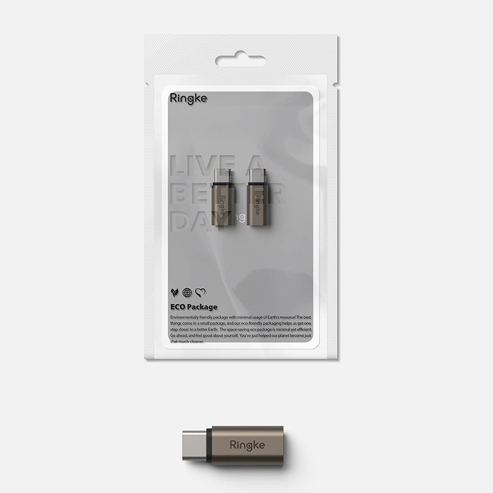 Lightning - USB-C Ringke -data- ja latausadapteri, ruskea, 2 kappaleen setti