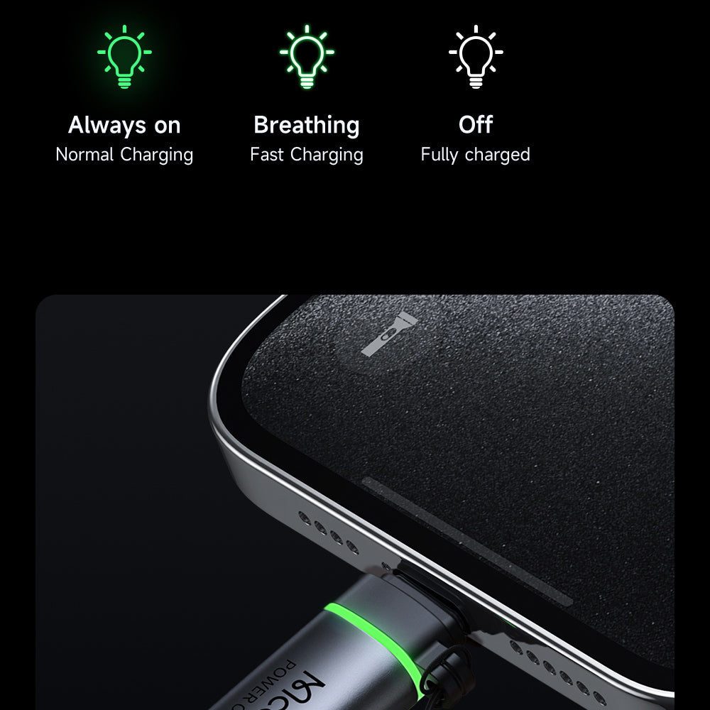 USB-C - Lightning McDodo OT-2590 Power Off -data- ja latausadapteri, Musta