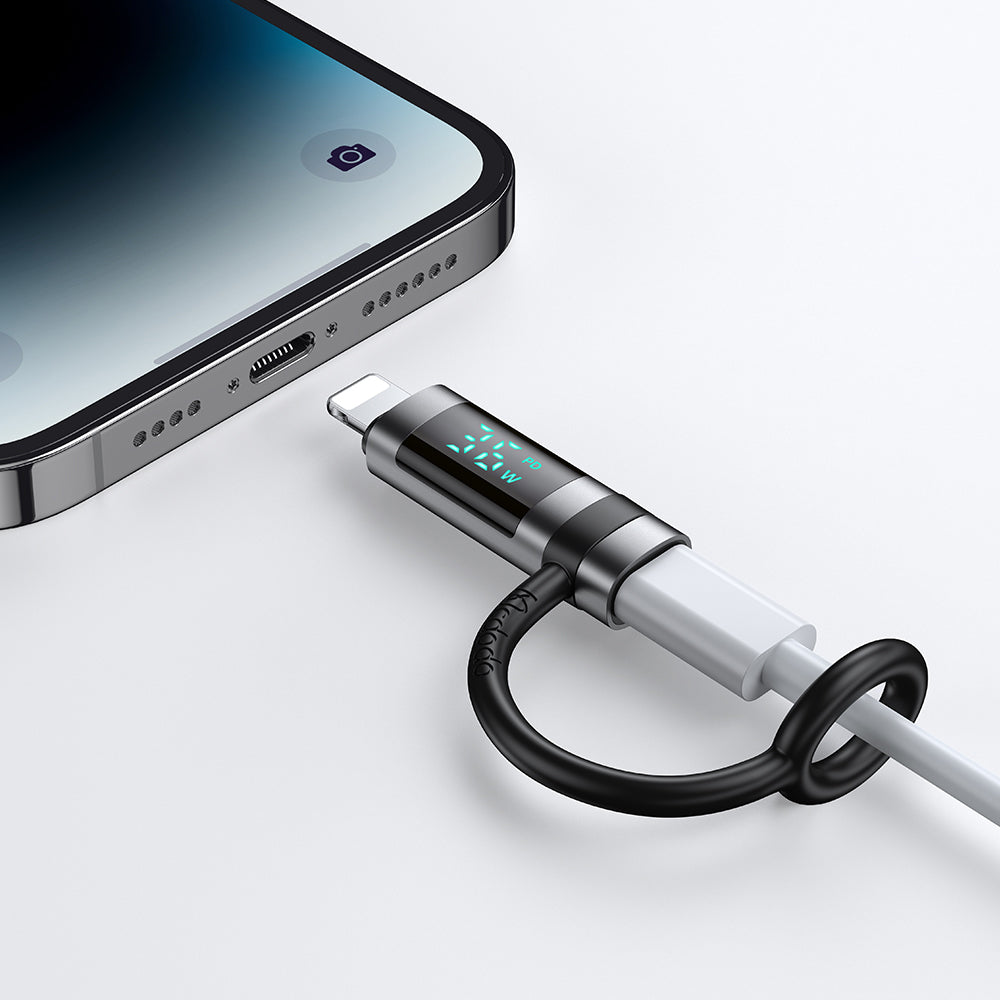 USB-C - Lightning McDodo OT-2610 Pigeon Display -data- ja latausadapteri, Musta