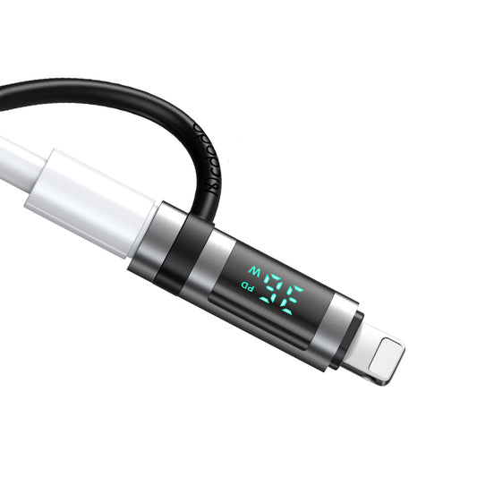 USB-C - Lightning McDodo OT-2610 Pigeon Display -data- ja latausadapteri, Musta