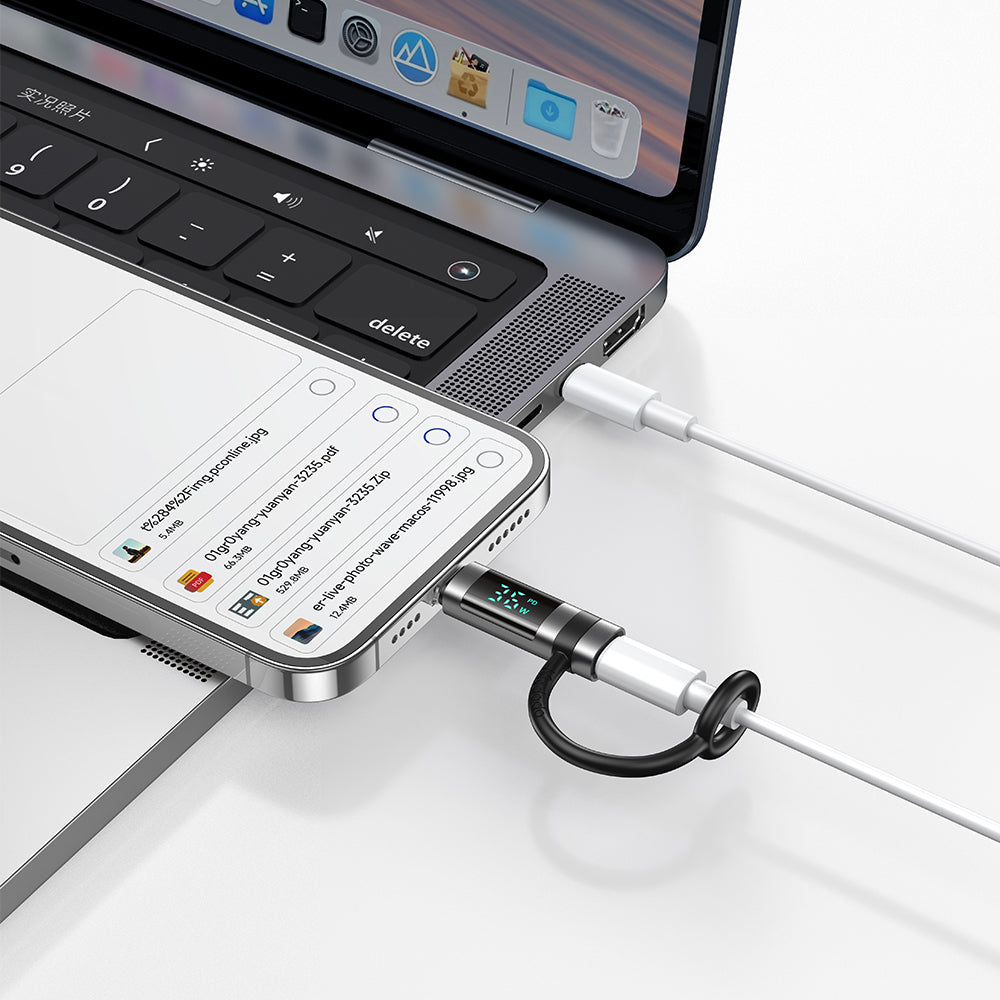 USB-C - Lightning McDodo OT-2610 Pigeon Display -data- ja latausadapteri, Musta