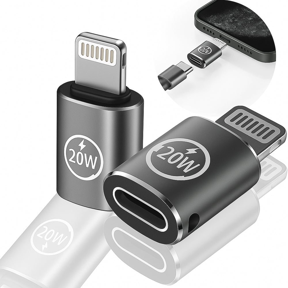USB-C - Lightning Techsuit A11 TitanCoreX -tiedonsiirto- ja latausadapteri, Harmaa