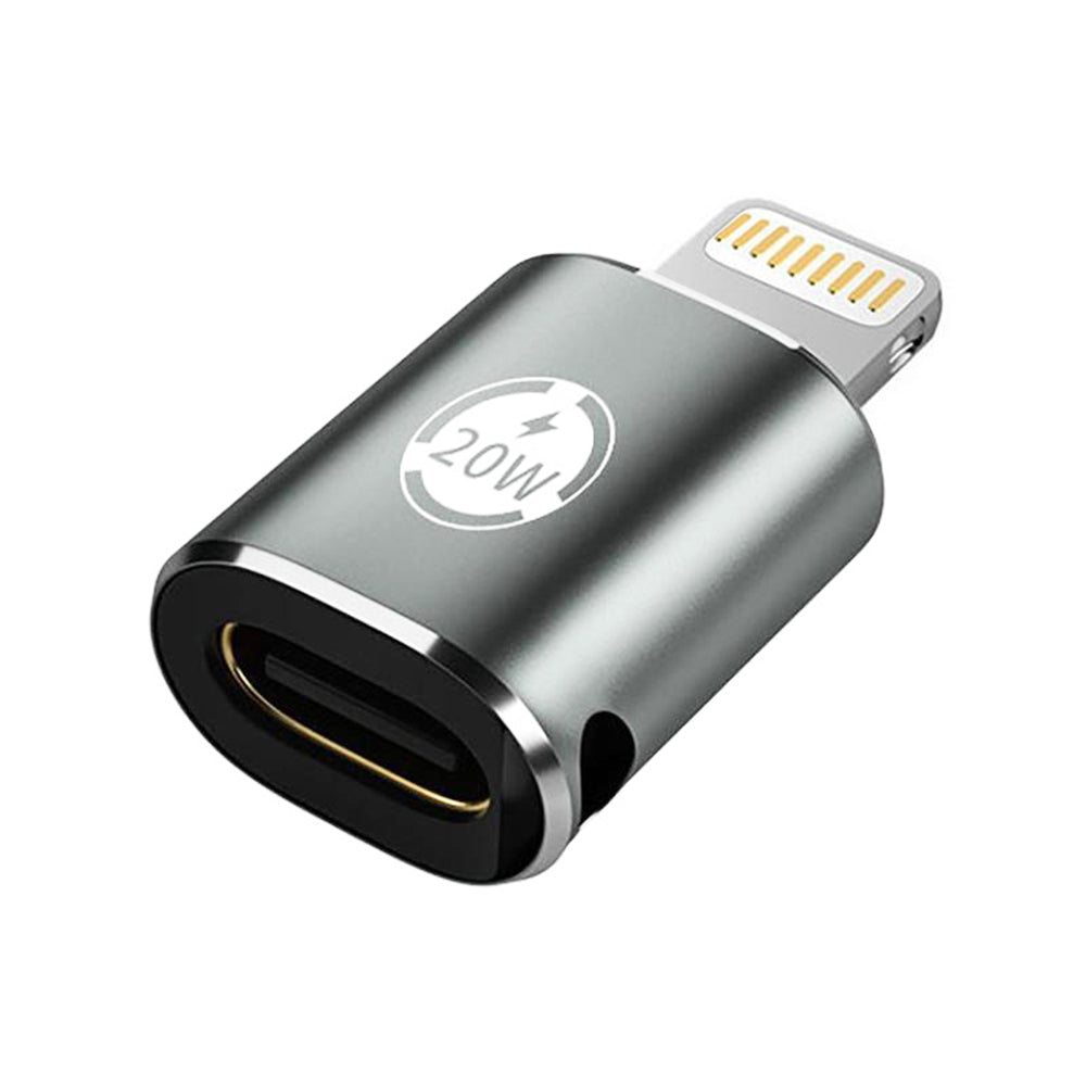 USB-C - Lightning Techsuit A11 TitanCoreX -tiedonsiirto- ja latausadapteri, Harmaa