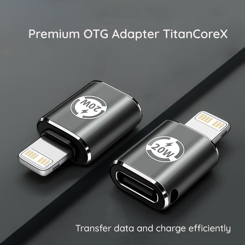 USB-C - Lightning Techsuit A11 TitanCoreX -tiedonsiirto- ja latausadapteri, Harmaa