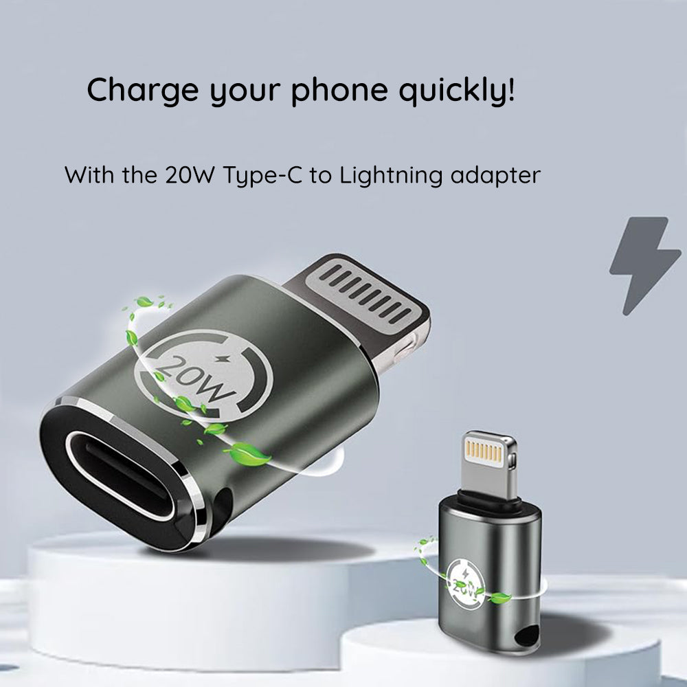 USB-C - Lightning Techsuit A11 TitanCoreX -tiedonsiirto- ja latausadapteri, Harmaa