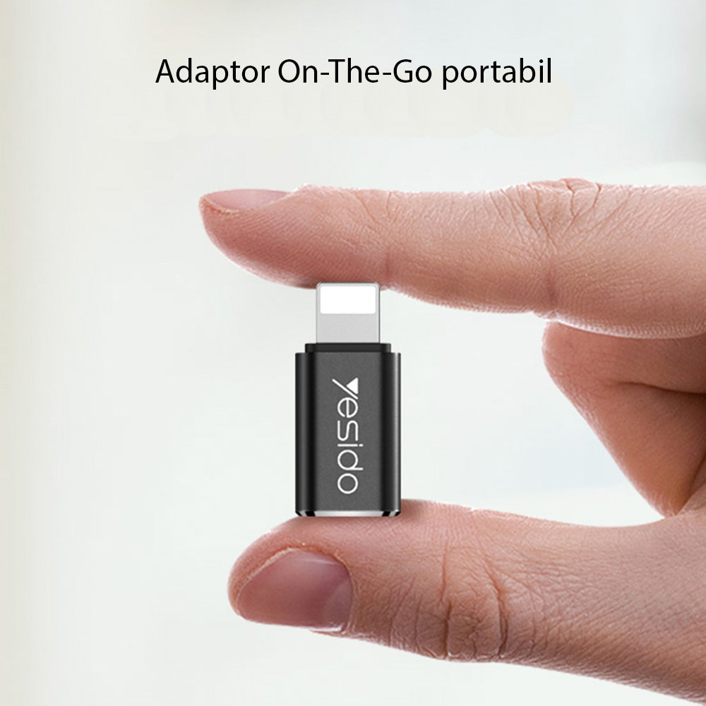 USB-C - Lightning Yesido GS03 -datasiirtolaite ja laturi, Musta