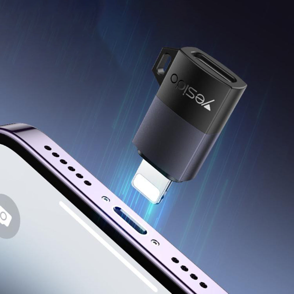 USB-C - Lightning Yesido GS27 -tiedonsiirto- ja latausadapteri, Harmaa