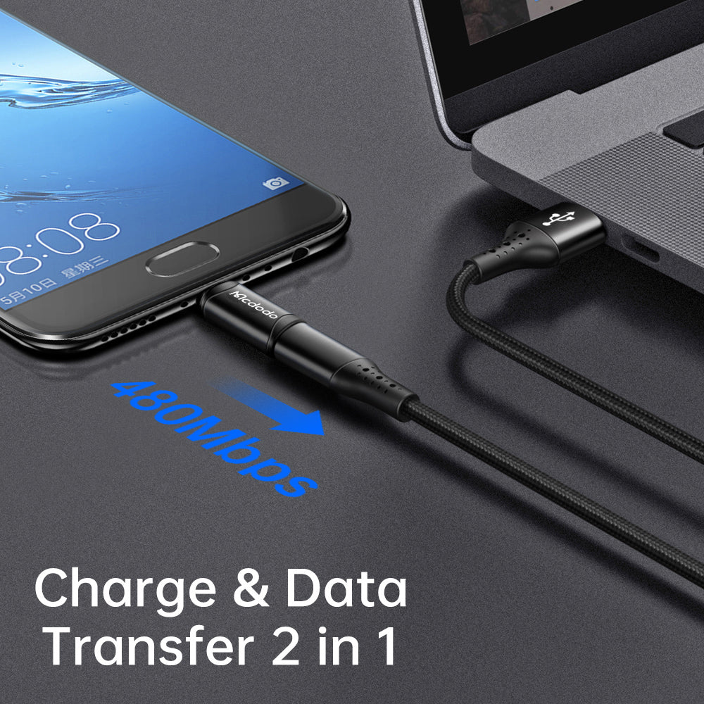 USB-C - microUSB McDodo OT-7690 -datasiirtymis- ja latausadapteri, Musta