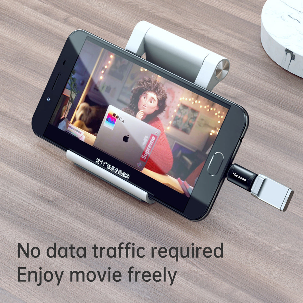 USB-C - microUSB McDodo OT-7690 -datasiirtymis- ja latausadapteri, Musta