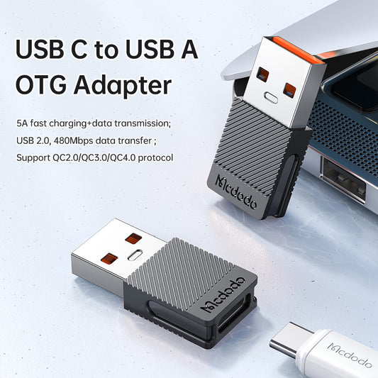 USB-C - USB-A -tiedonsiirto- ja latausadapteri McDodo OT-6970, Musta