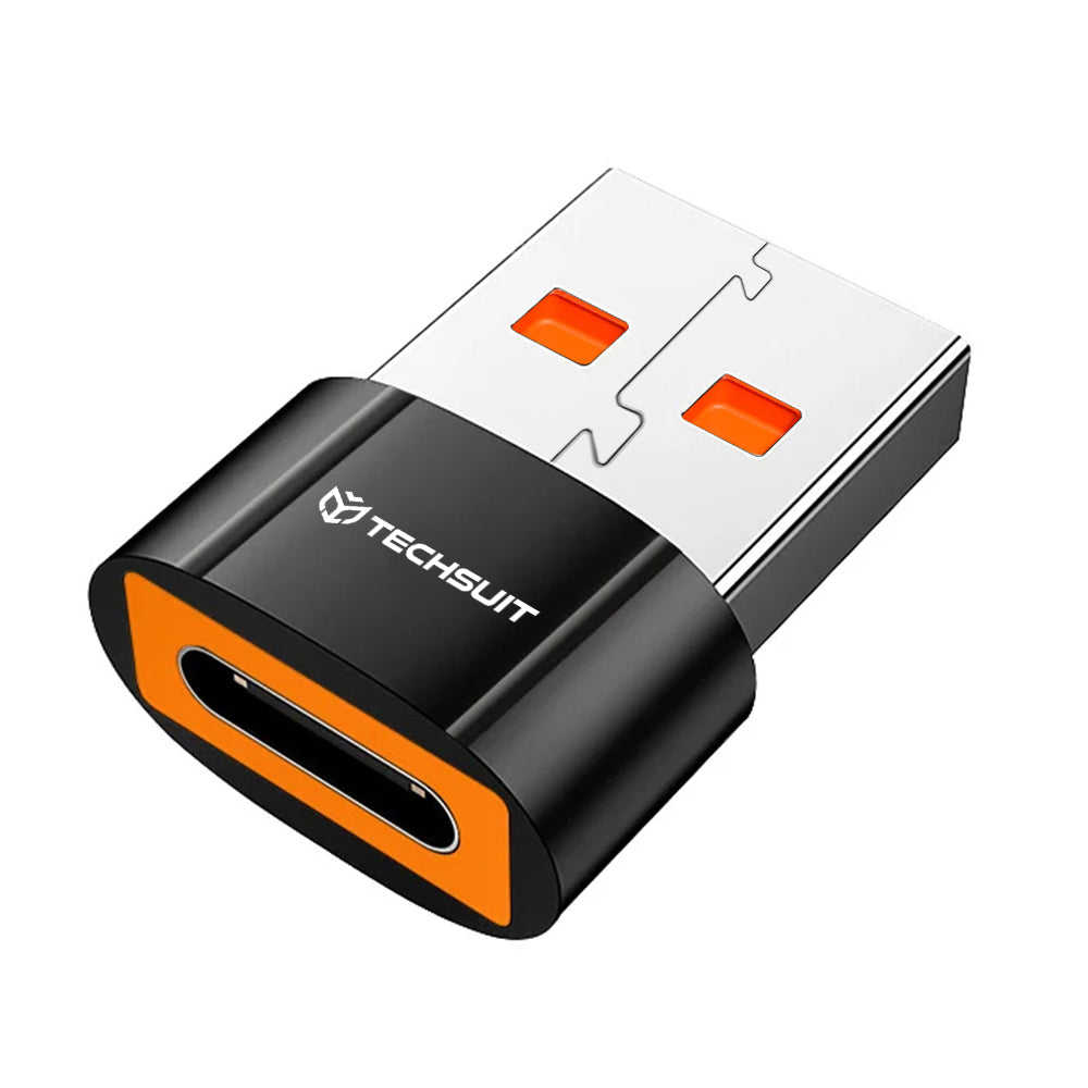 USB-C - USB-A Techsuit A7 HyperPort -datan ja latauksen sovitin, Musta Oranssi