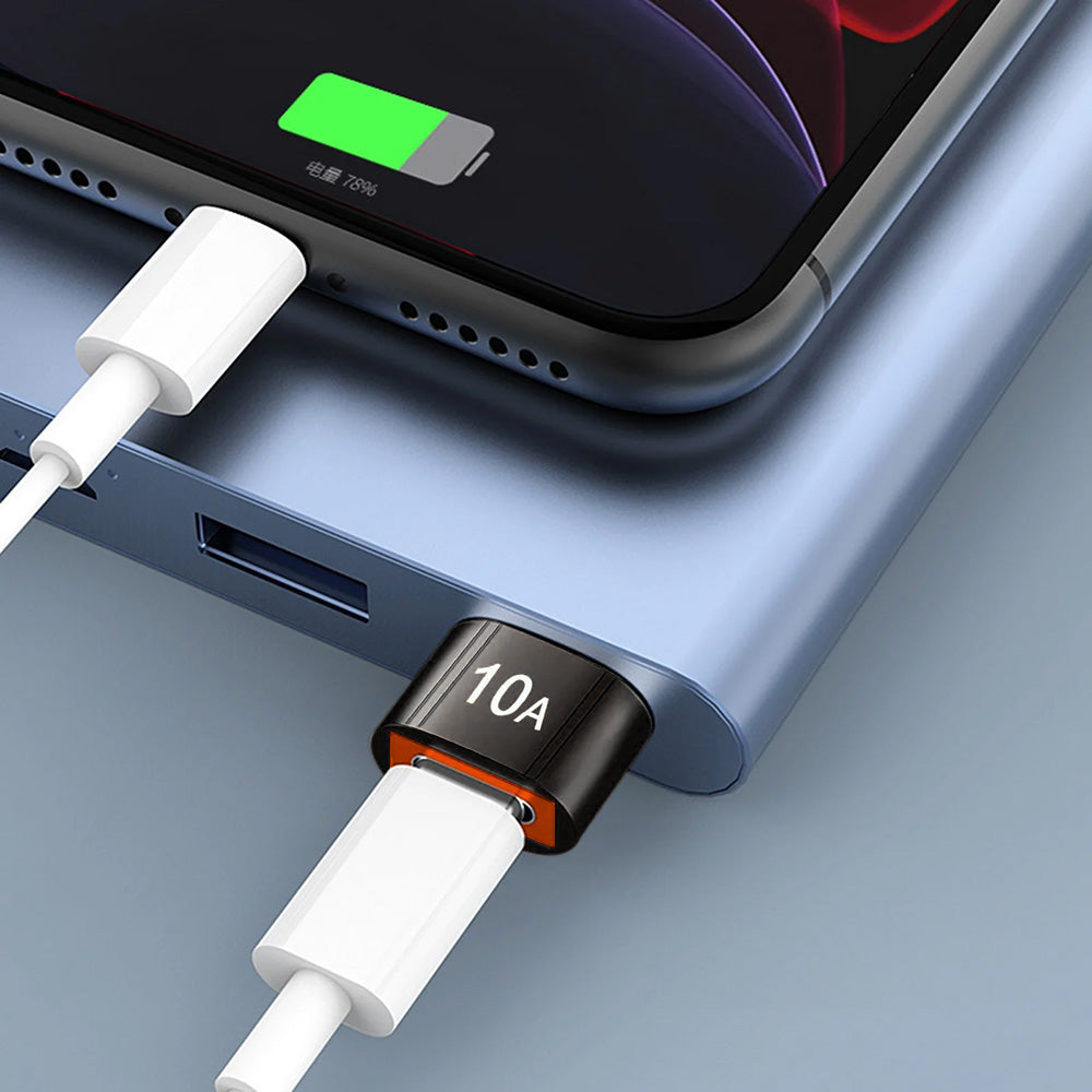 USB-C - USB-A Techsuit A7 HyperPort -datan ja latauksen sovitin, Musta Oranssi