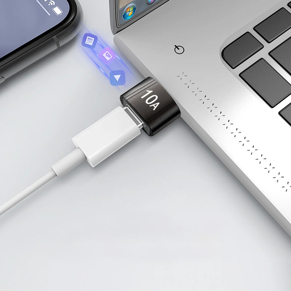 USB-C - USB-A Techsuit A7 HyperPort -datan ja latauksen sovitin, Musta Oranssi