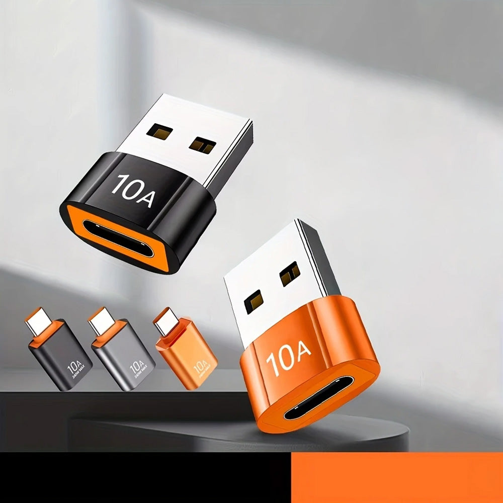 USB-C - USB-A Techsuit A7 HyperPort -datan ja latauksen sovitin, Musta Oranssi
