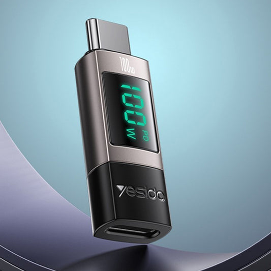 USB-C - USB-C Yesido GS24 Display -tiedonsiirto- ja latausadapteri, Harmaa